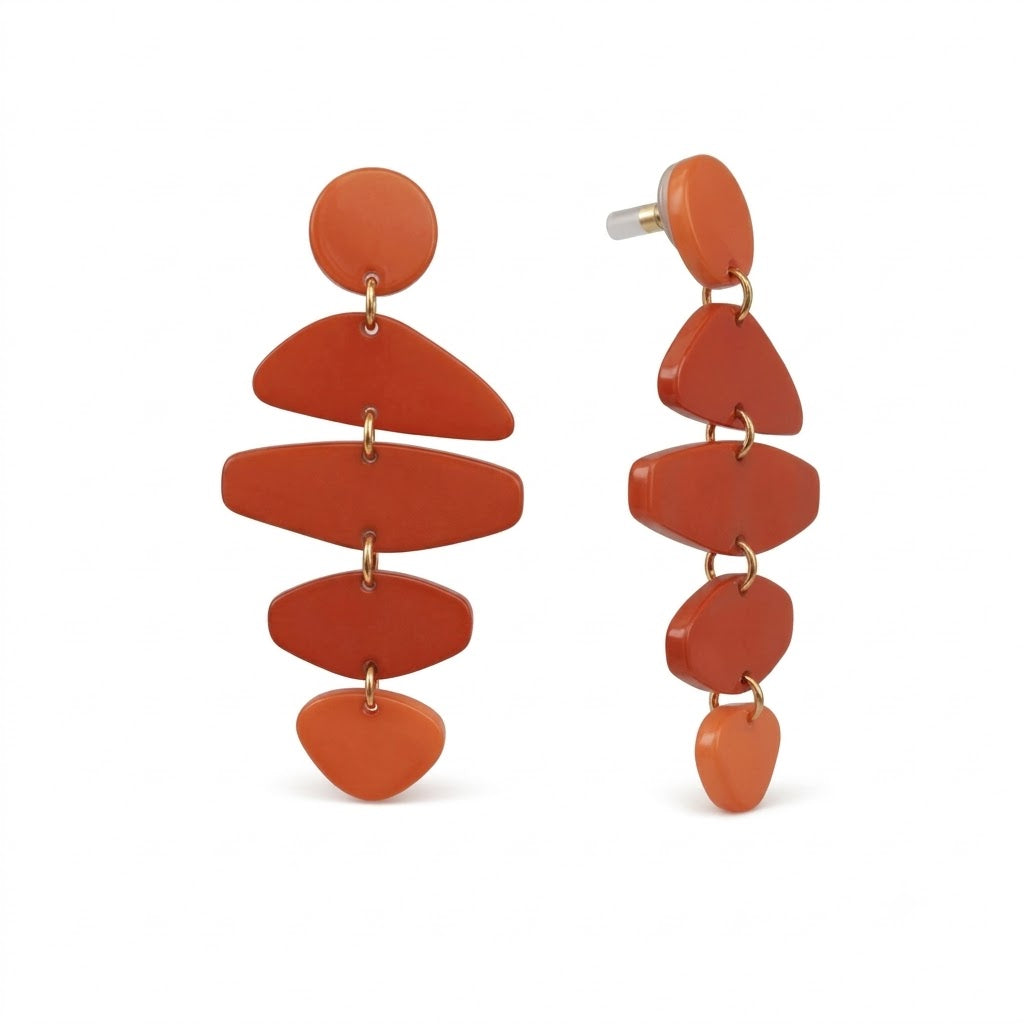 Brincos Pendentes com Design em Peças Sobrepostas