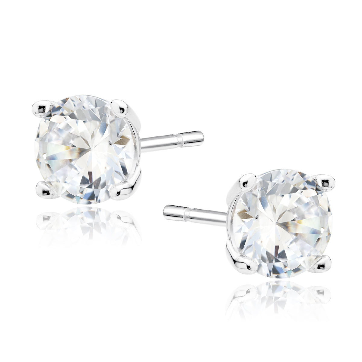Brincos Prata 925 Pontos de Luz Zircónia Brilhante 6mm