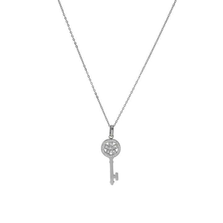 Colar Feminino em Aço Dourado com Pendente de Chave