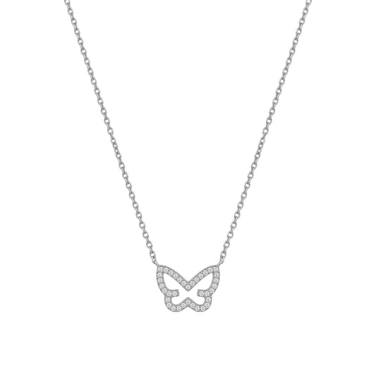 Colar Feminino em Aço Dourado com Pendente de Borboleta