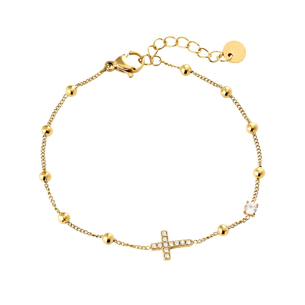Cross Bracelet Studded with Cubic Zirconia