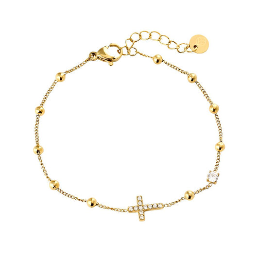 Pulseira de Cruz Cravejada Zircónias