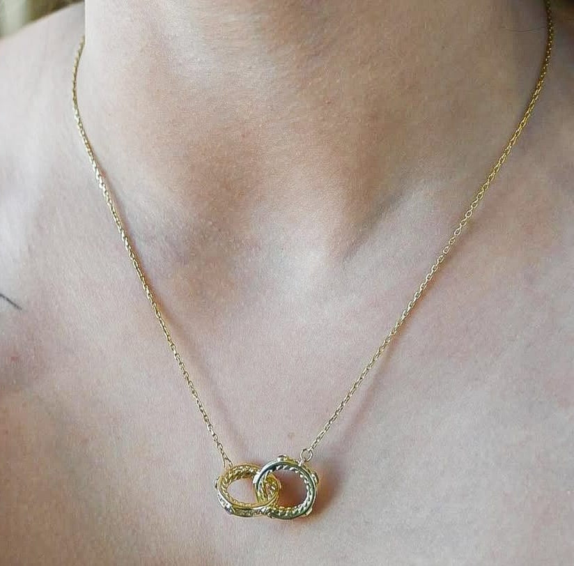 Zirconia Intertwined Hoop Necklace