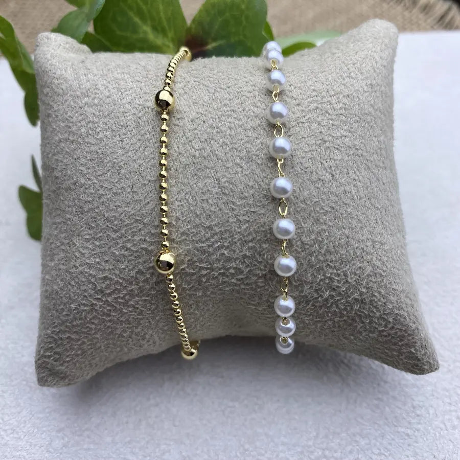 Pulseira Dourada com Bolinhas em Banho