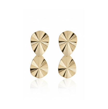 Brinco 2 Gotas Frisadas com banho 18K