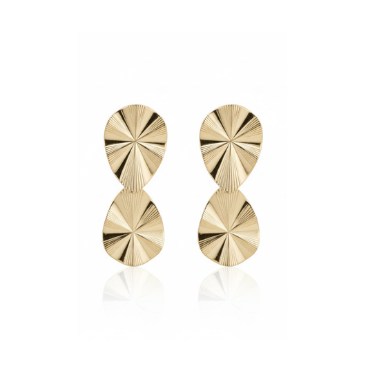 Brinco 2 Gotas Frisadas com banho 18K
