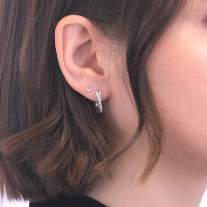 925 Silver Hoop Earrings with Zirconias