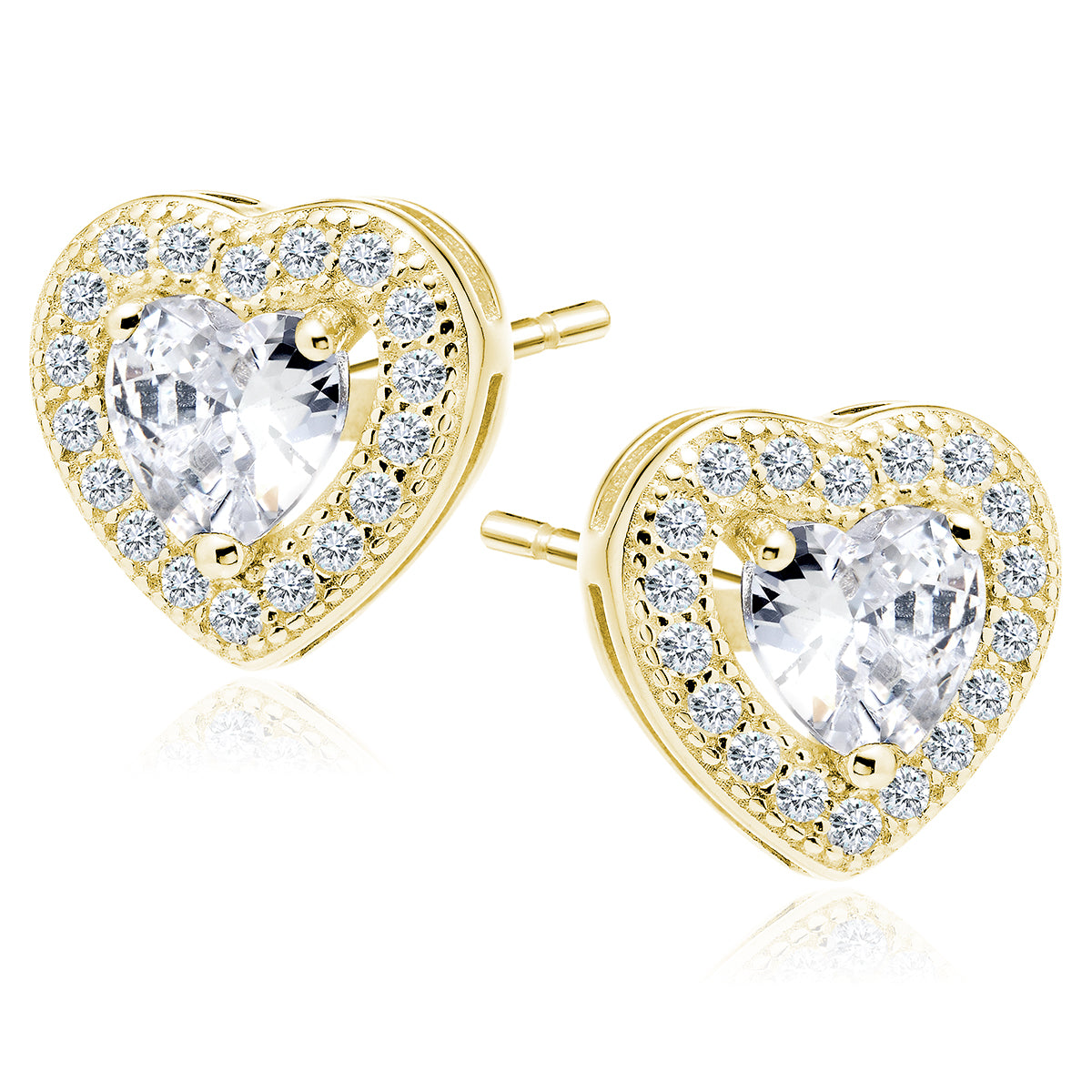 Pink Heart Earrings with Cubic Zirconia