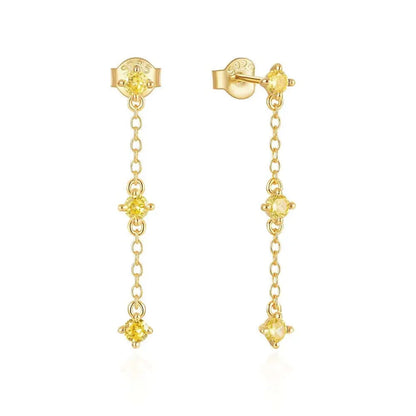 Brincos Dourados com Zircónias Amarelas em banho 14K