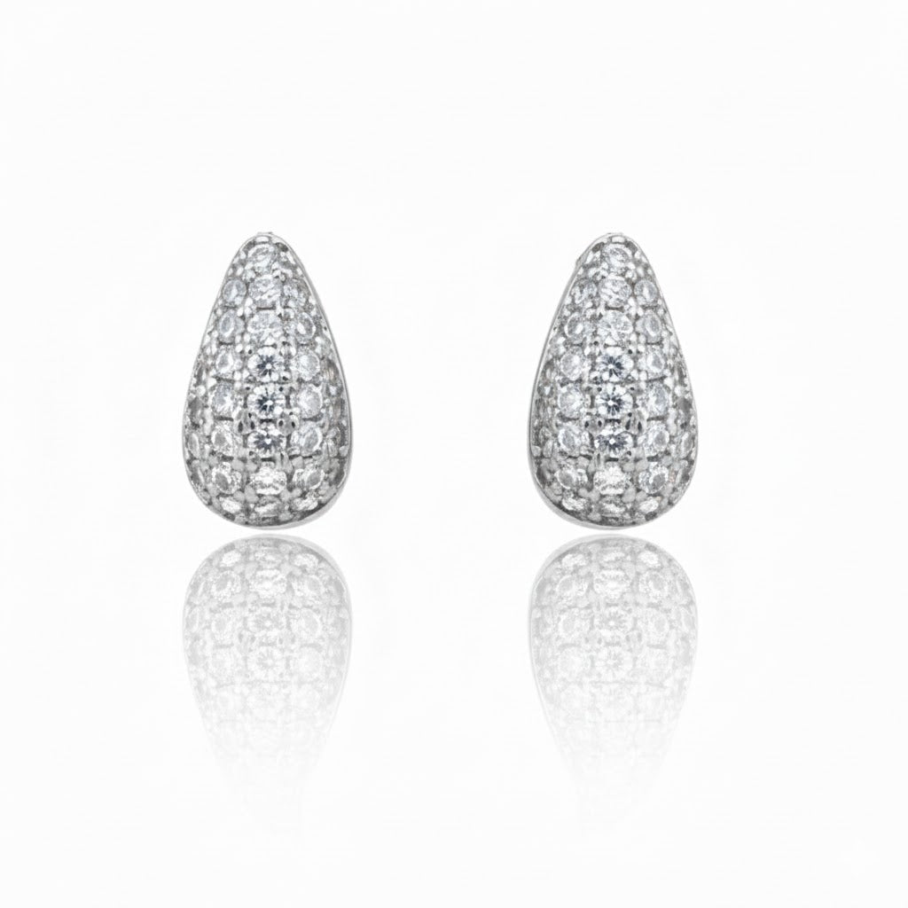 Stainless Steel Drop Earrings with Rhinestone Detail