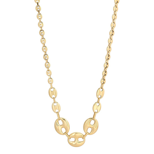 Colar Feminino Dourado com Elos em Design de Grão de Café