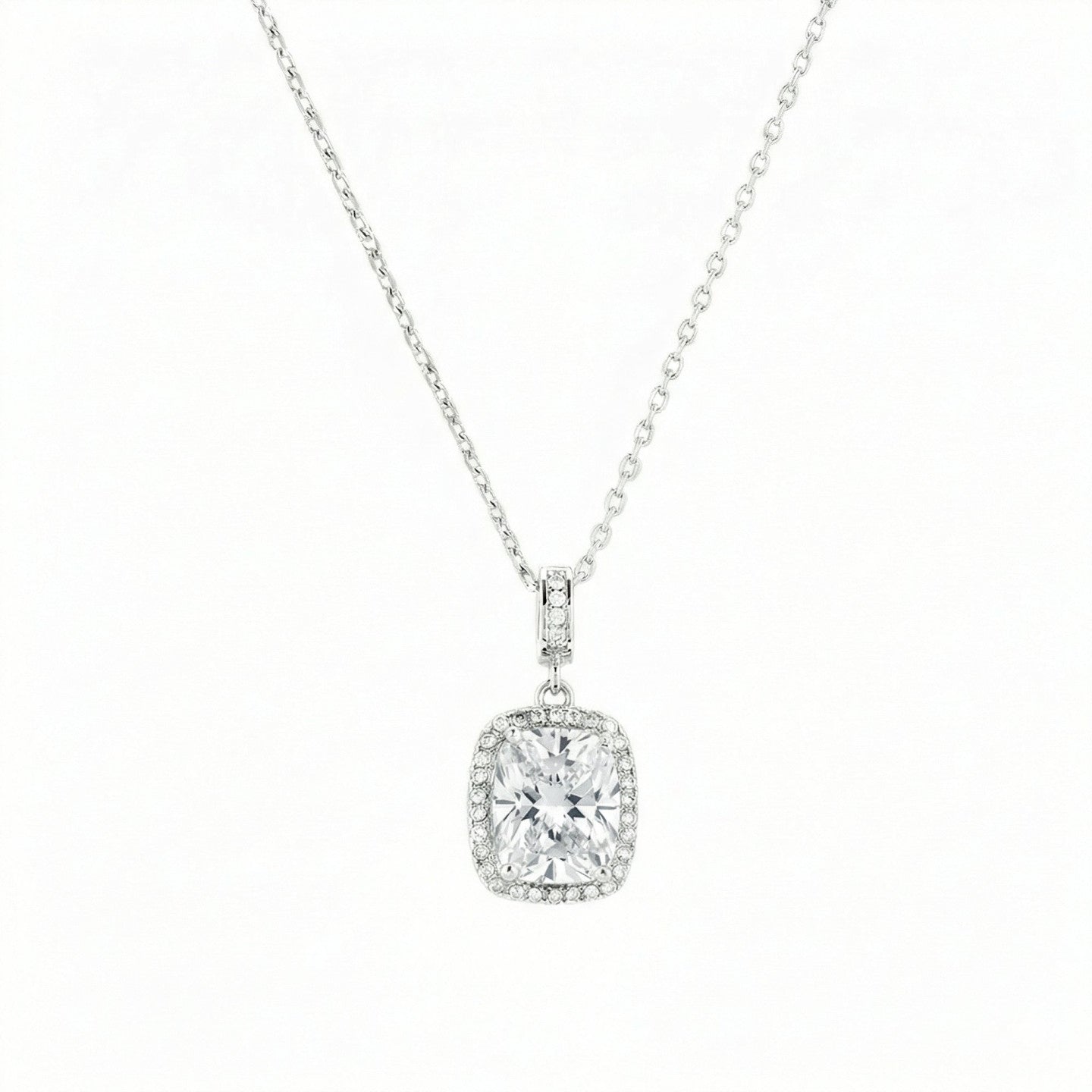 Conjunto Eclipse Colar + brincos prata 925 com zircónia quadrada