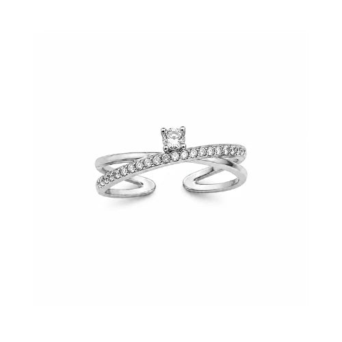 Anel Feminino Dourado Ajustável com Zircónias