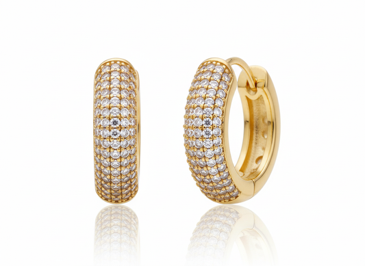 Brinco Argola Cravejada am banho 18K