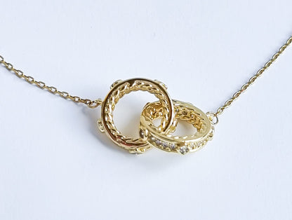 Zirconia Intertwined Hoop Necklace