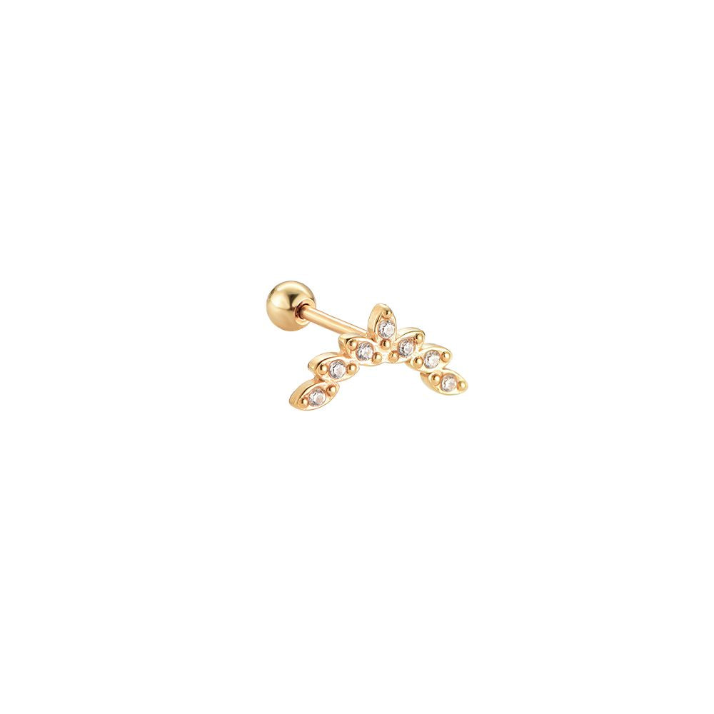 Gold-plated ear piercing with cubic zirconia stones.