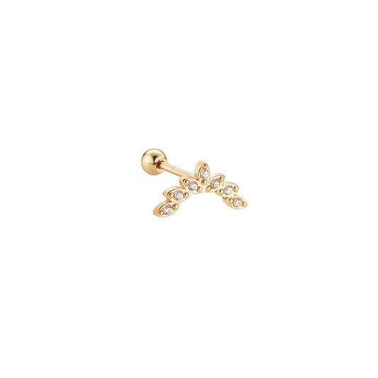 Piercing de Orelha Dourado com Zircónias