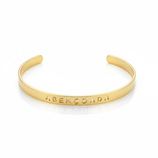 Pulseira Dourada Rígida Abençoada em banho 18K