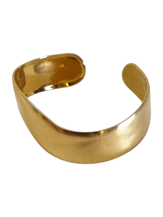 Pulseira Rígida Dourada em Aço Inoxidável com Design Orgânico