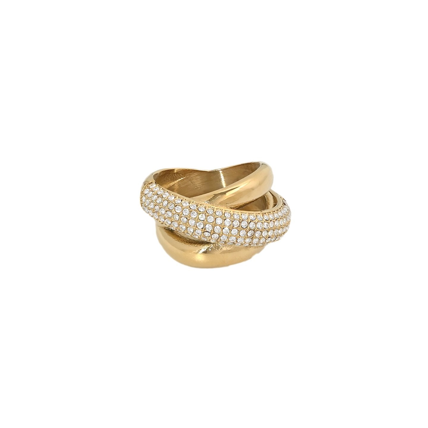 Anel Feminino Dourado com Design Entrelaçado Size 8