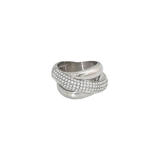 Anel Feminino Dourado com Design Entrelaçado Size 8