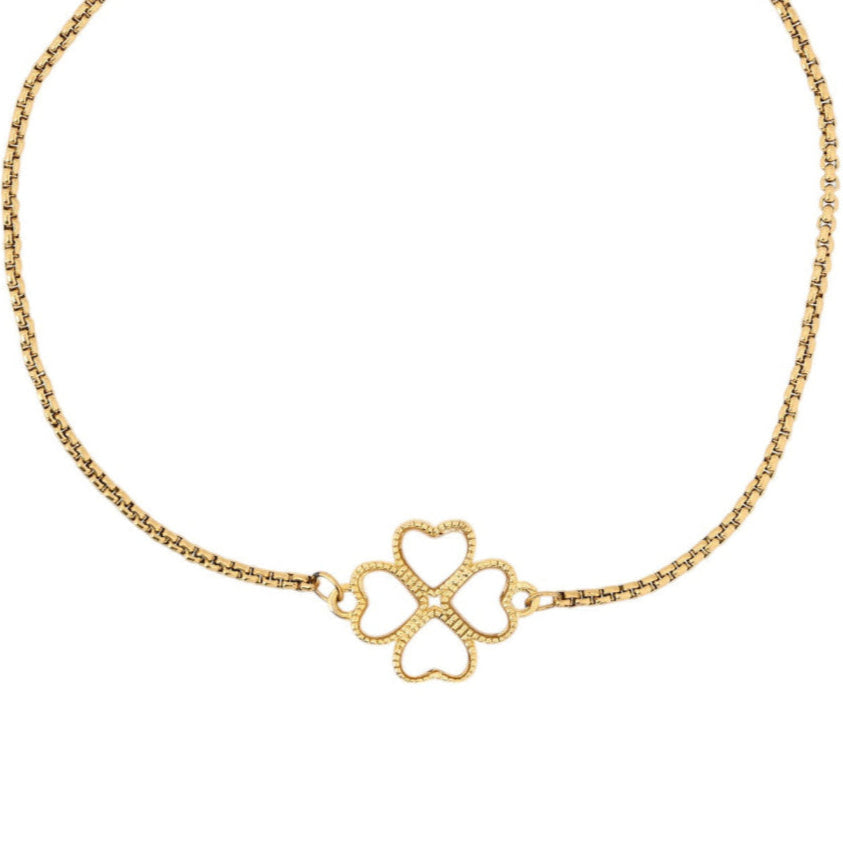 Double-sided clover bracelet, gold plated.