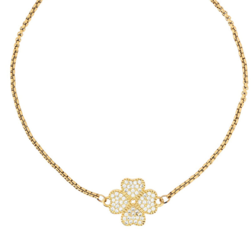 Double-sided clover bracelet, gold plated.