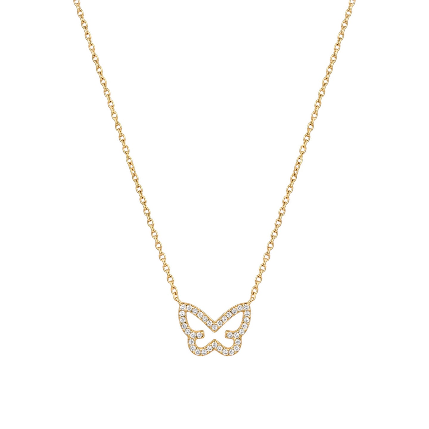 Colar Feminino em Aço Dourado com Pendente de Borboleta