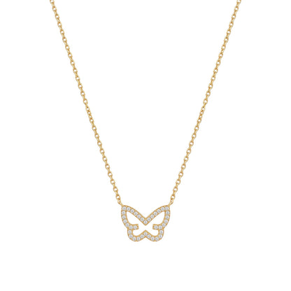 Colar Feminino em Aço Dourado com Pendente de Borboleta