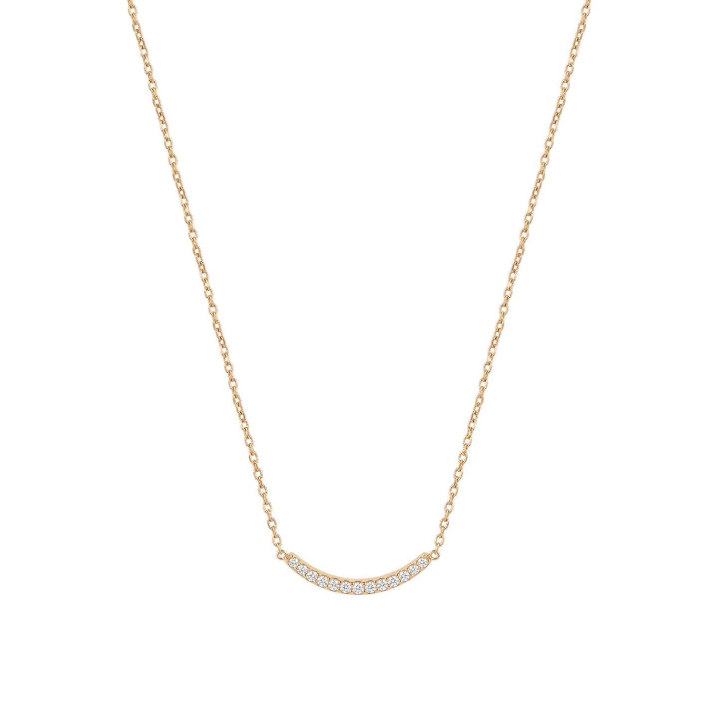 Colar Feminino em Aço Dourado com Pendente em Curva
