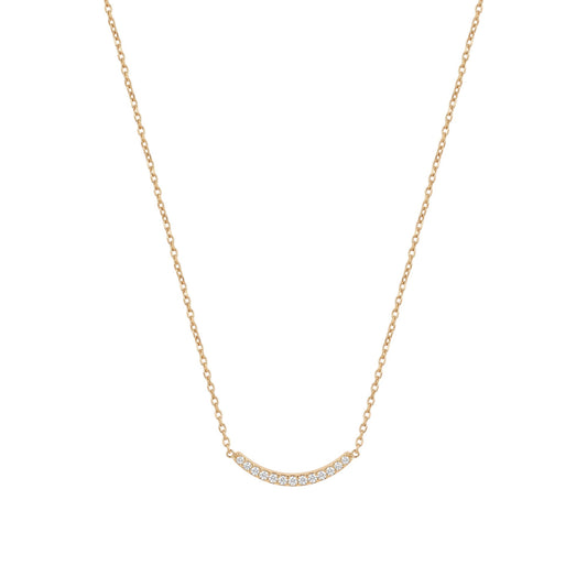 Colar Feminino em Aço Dourado com Pendente em Curva