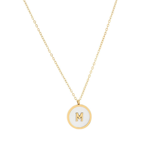 Colar Dourado com Inicial em Madrepérola em Aço Inoxidável
