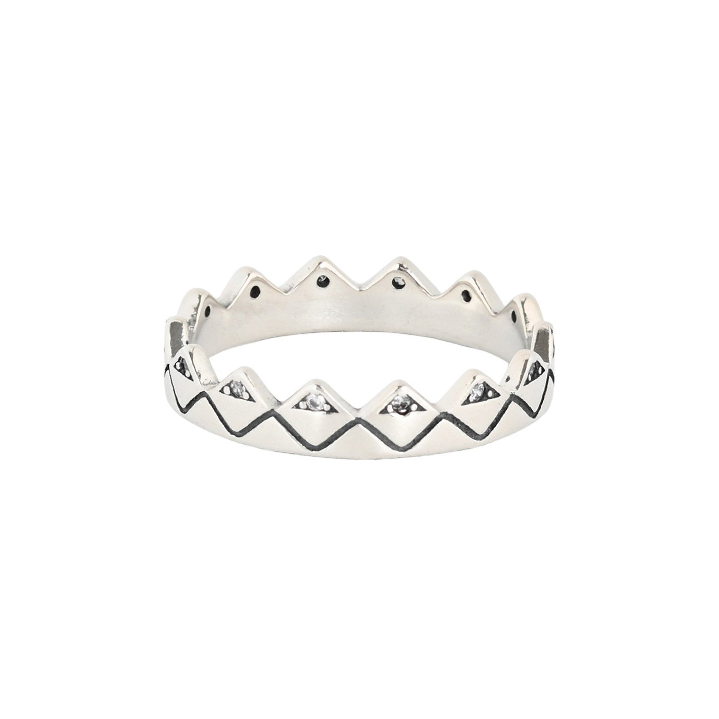 925 Silver Ring with Crown and Zirconia Design