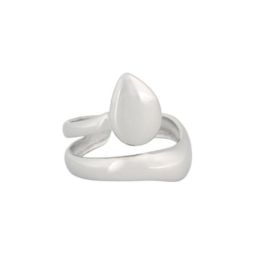 Adjustable Silver Ring with Minimalist Curved Design in Steel