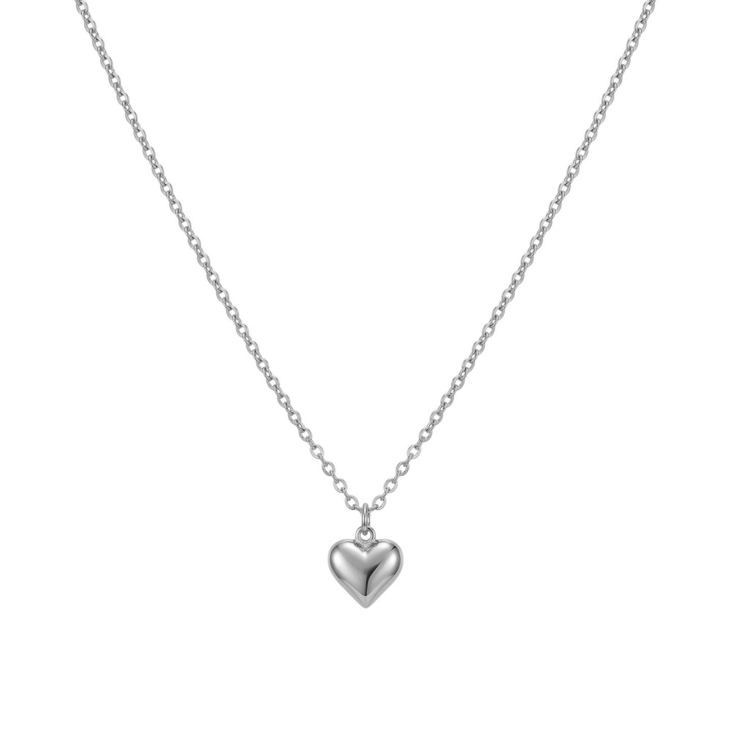 Colar Feminino em Aço Dourado com Pendente Coração Liso